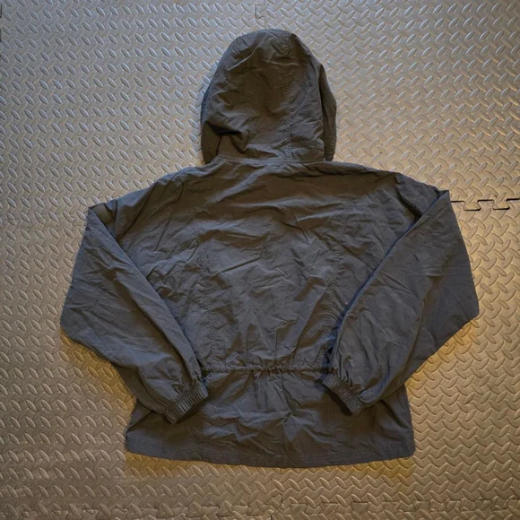 Women's Calia Hooded Windbreaker Jacket L Black with White Drawstrings - Picture 2 of 5